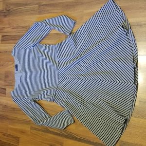 Gap Gray & Black Striped Long Sleeve Fit & Flare Dress